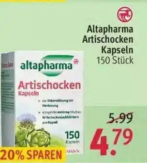 Rossmann Altapharma Artischocken Kapseln Angebot