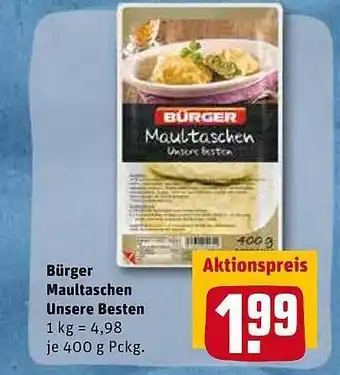 REWE Bürger Maultaschen Unsere Besten Angebot