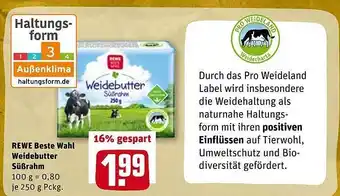 REWE Rewe Beste Wahl Weidebutter Süßrahm Angebot