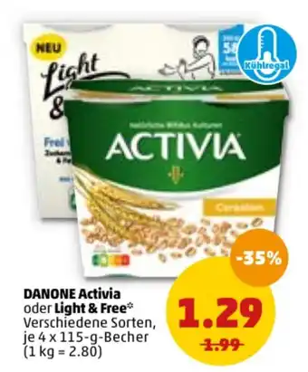 PENNY Danone Activia oder Light & Free 4x115g Becher Angebot