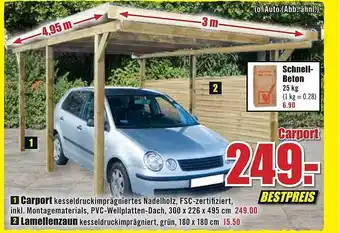 B1 Discount Baumarkt Carport Lamellenzaun Schnell-beton Angebot