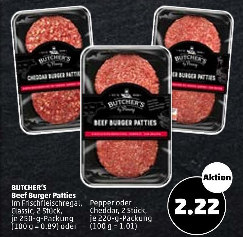 Butcher’s beef burger patties Angebot bei PENNY
