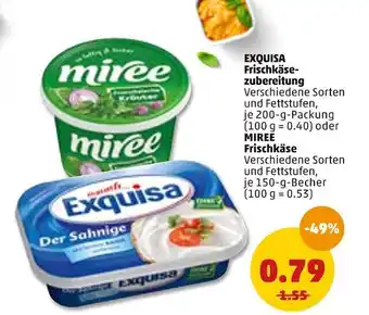 PENNY Exquisa oder miree frischkäsezubereitung oder frischkäse Angebot