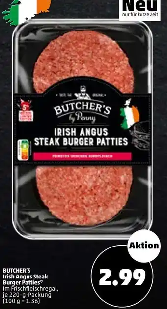 PENNY Butcher’s irish angus steak burger patties Angebot