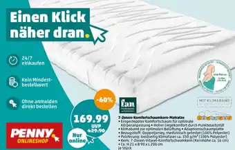 PENNY fan 7-Zonen-Komfortschaum-Matratze Angebot