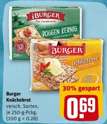 REWE Burger knäckebrot Angebot