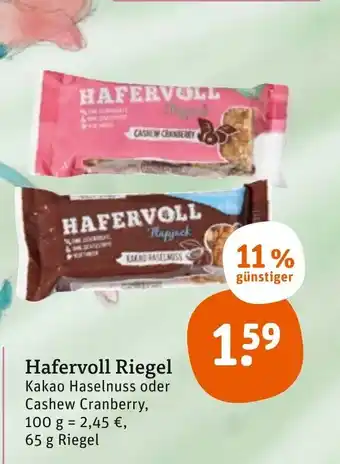 tegut Hafervoll Riegel 65 g Angebot