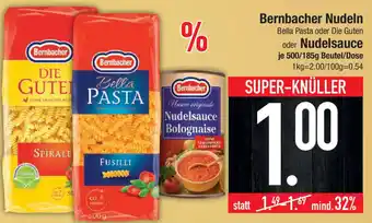 Marktkauf Bernbacher Nudeln oder Nudelsauce 500/185g Beutel Angebot