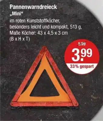 V Markt Pannenwarndreieck „mini” Angebot