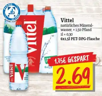 NP Discount Vittel Natürliches Mineralwasser 6x1,5L PET-DPG-Flasche Angebot