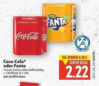 E-Center Coca-cola Oder Fanta Angebot