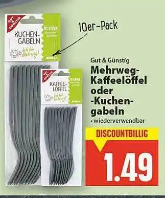 E-Center Gut & Günstig Mehrweg-kaffeelöffel Oder -kuchen-gabeln Angebot