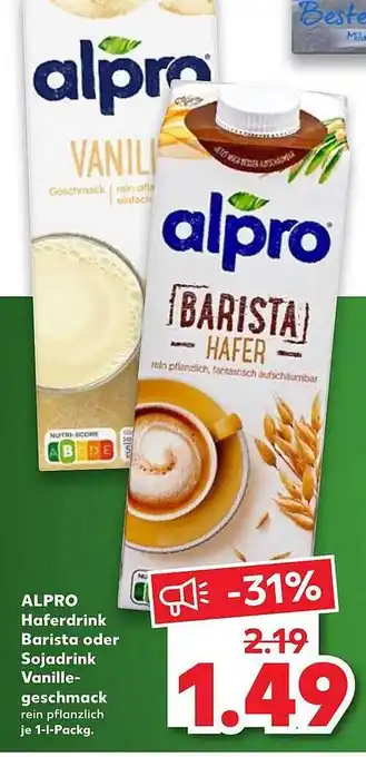 Kaufland Alpro Haferdrink Barista Oder Sojadrink Vanille-geschmack Angebot