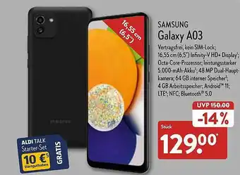 Aldi Nord Samsung Galaxy A03 Angebot