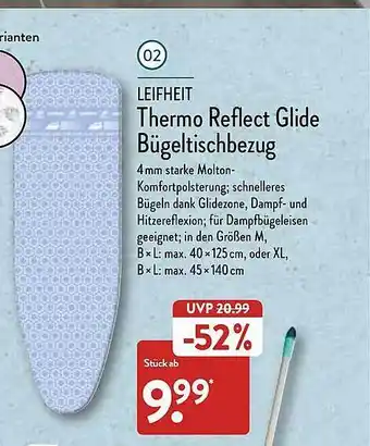 Aldi Nord Leifheit Thermo Reflect Glide Bügeltischbezug Angebot