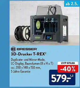 Aldi Nord Bresser 3d Drucker T-rex Angebot