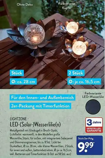 Aldi Nord Lightzone Led (solar) Wasserlilien Angebot