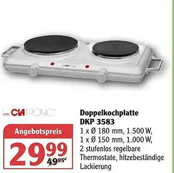 Globus Clatronic Doppelkochplatte Dkp 3583 Angebot