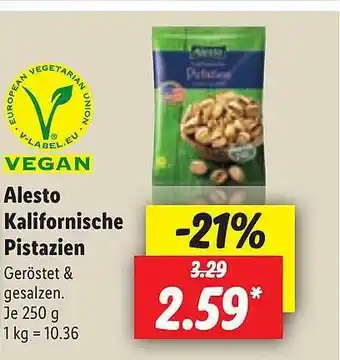 Lidl Alesto Kalifornische Pistazien Angebot