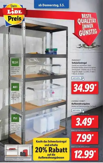 Lidl Parkside Schwerlastregal, Livarno Home Aufbewahrungsbox Angebot