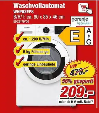 Poco Waschvollautomat Whp62eps Gorenje Angebot