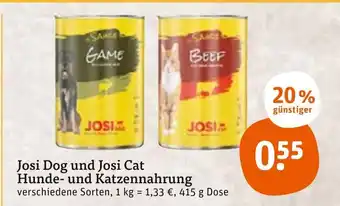 tegut Josi Dog und Josi Cat Hunde- und Katzennahrung 415 g Angebot