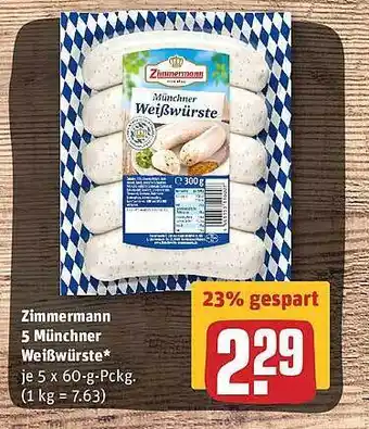 REWE Zimmermann 4 Münchner Weißwürste Angebot