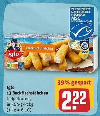 REWE Iglo 13 Backfischstäbchen Angebot