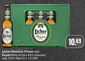 Scheck-in-Center Licher Premium Pilsner Oder Export Angebot