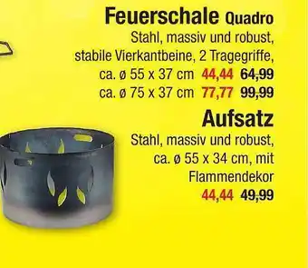 Zimmermann Feuerschale Quadro Aufsatz Angebot