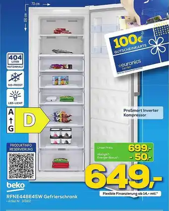 Euronics Berlet Beko Rfne448e45w Gefrierschrank Angebot