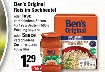 Edeka Ben's Original Reis Im Kochbeutel Oder Lose Oder Sauce Angebot