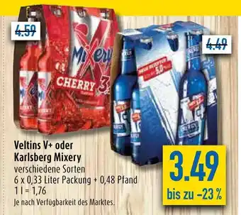 diska Veltins V+ oder Karlsberg Mixery 6x0,33 Liter Packung Angebot