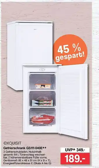 Famila Nord West Exquisit Gefrierschrank Gs111-040e Angebot