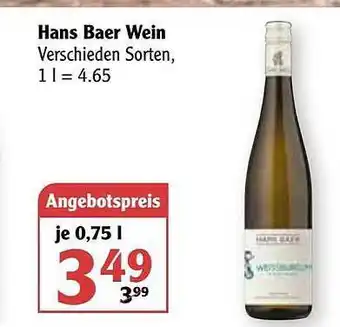 Globus Hans Baer Wein Angebot