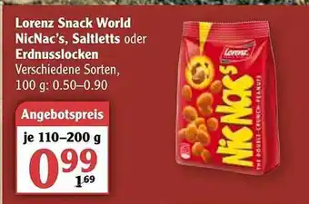 Globus Lorenz Snack World Nicnac's, Saltletts Oder Erdnusslocken Angebot