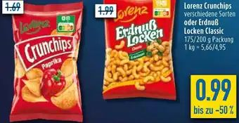 diska Lorenz Crunchips oder Erdnuß Locken Classic 175/200g Packung Angebot