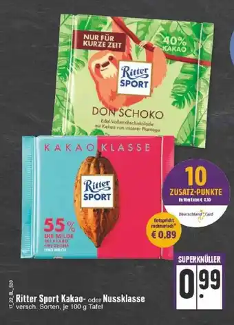 Edeka Ritter Sport Kakao Oder Nussklasse Angebot