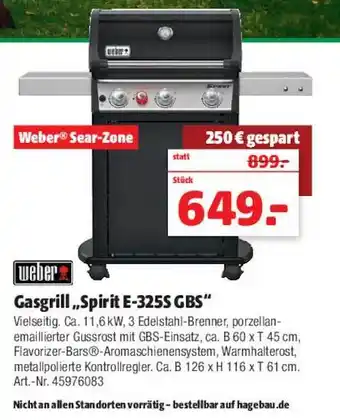 Hagebau Weber Gasgrill „spirit E-325s Gbs“ Angebot