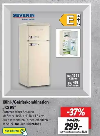 Lidl Severin Kühl- Gefrierkombination Ks99 Angebot