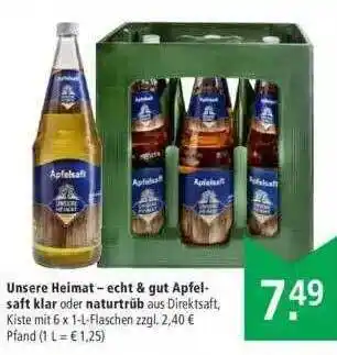 Marktkauf Unsere Heimat Apfelsaft Klar Oder Naturtrüb Angebot