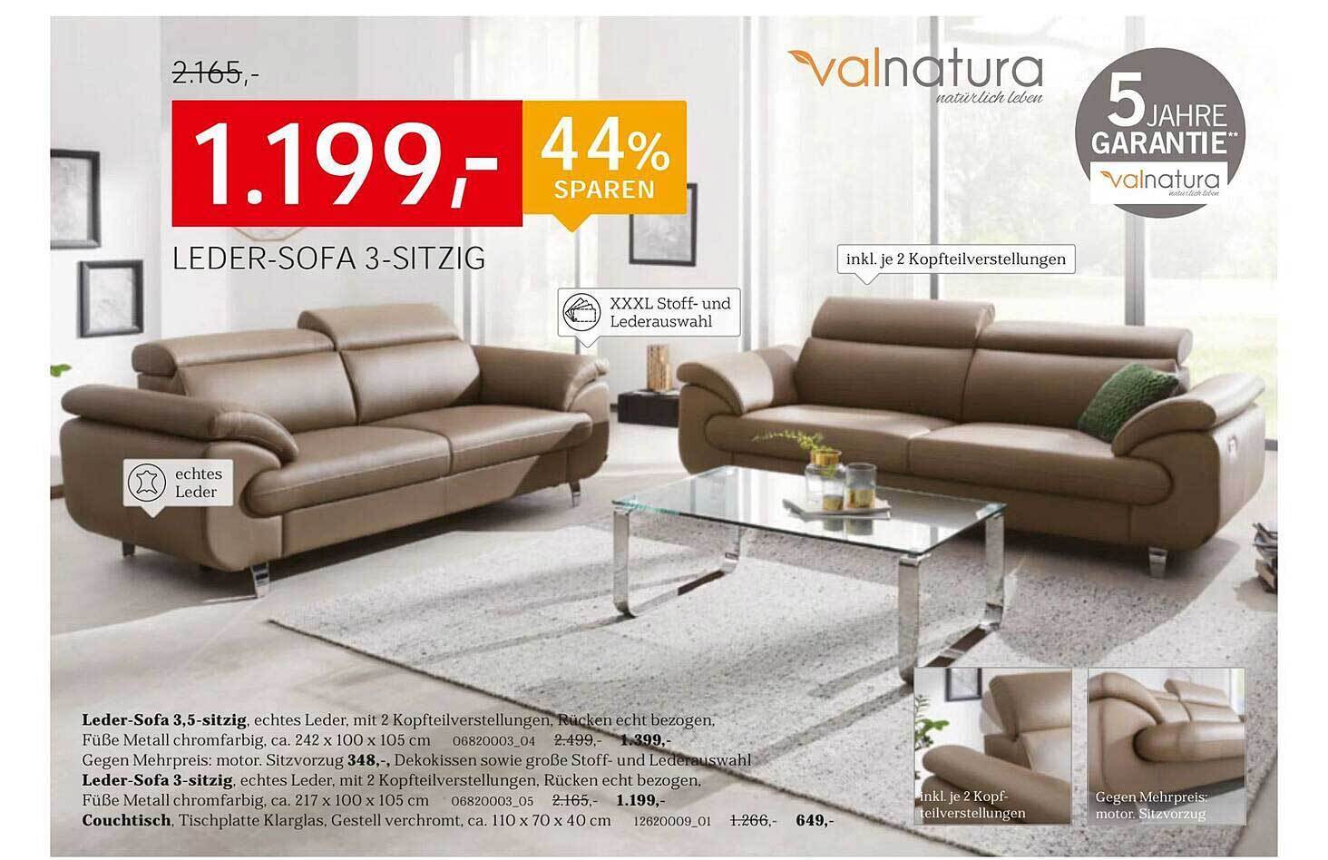 Valnatura Leder Sofa 35 Sitzig Angebot bei XXXLutz