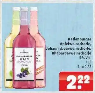 Getränkehaus Katlenburger Apfelweinschorle Johannisbeerweischorle Rhabarberweinschorle Angebot