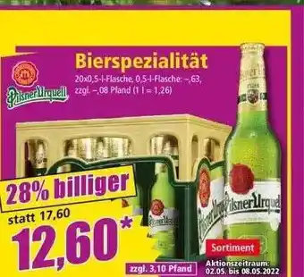 Norma Bierspezialität Pilsner Urquell Angebot