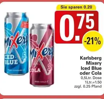 WEZ Karlsberg Mixery Iced Blue oder Cola 0,5Ltr. Dose Angebot