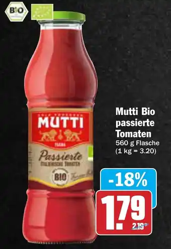 AEZ Mutti Bio passierte Tomaten 560g Flasche Angebot