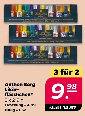 NETTO Anthon Berg Likor-flaschchen 3*219 g Angebot