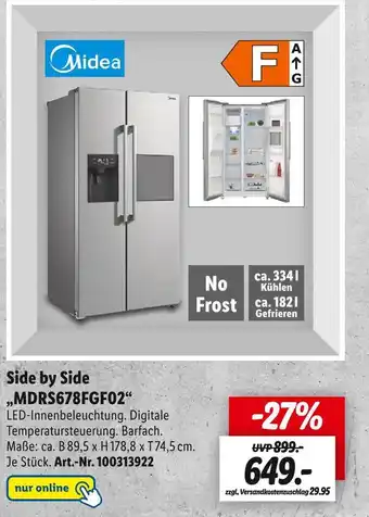 Lidl Midea side by side „mdrs678fgf02“ Angebot