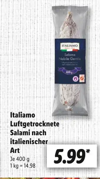 Lidl Italiamo luftgetrocknete salami nach italienischer art Angebot