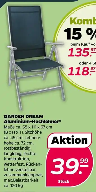 NETTO Garden Dream Aluminium-Hochlehner ca.120 kg Angebot